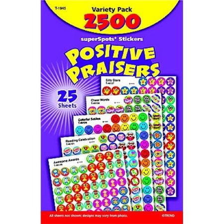 TREND ENTERPRISES Trend Enterprises Super Spots Positive Praisers Variety Pack Sticker; Pack 2500 1330089